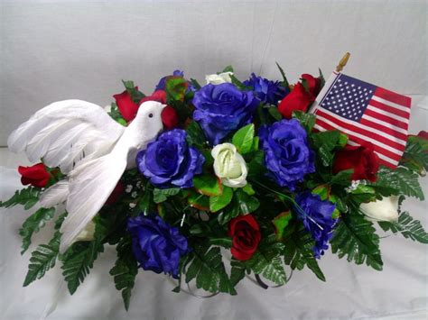 Order now & send flowers today Patriotic Cemetery Graveside Saddle Arrangement in Red ...