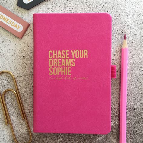 Personalised Chase Your Dreams Notebook By Pickle Pie Ts