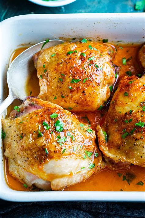 Juicy Oven Baked Chicken Thighs The Kitchen Girl