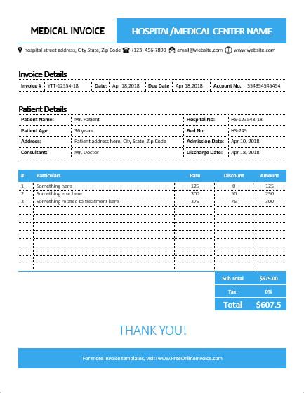 Free Editable Medical Invoice Templates For Ms Word