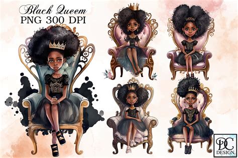 Black Queen Watercolor Clipart Graphic By Little Girl · Creative Fabrica