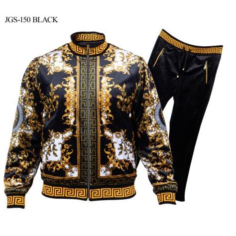 Prestige Black Gold White Velour Medusa Reversible Tracksuit Outfit Jgs