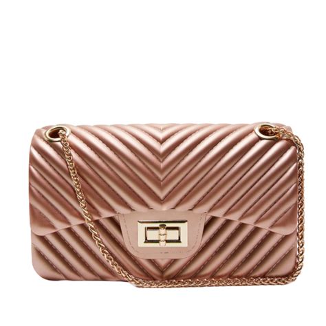 Quilted Chain Crossbody Bag Rose Gold Karma Collections