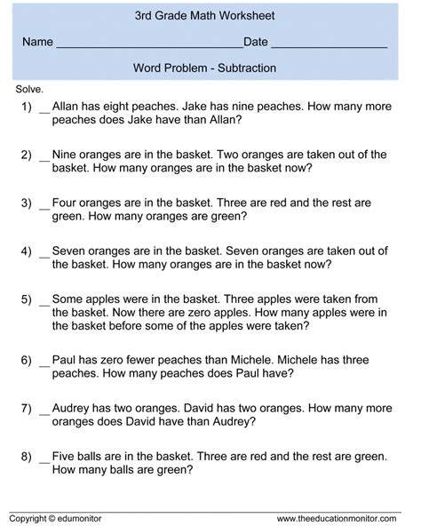 5th Grade Math Word Problems Worksheets Printable Math