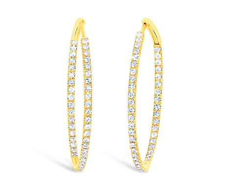 Diamond Inside Out Hoop Earrings Ct In Yellow Gold Winsor Bishop