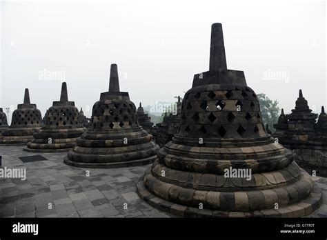 The Magnificent Borobudur Buddhist Temple In Central Java Stock Photo