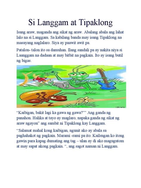 Si Langgam At Tipaklong Pdf