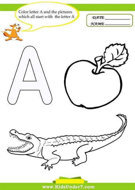 By provided by reading is fundamental (rif.org). Kids Under 7: Letter A Worksheets and Coloring Pages ...