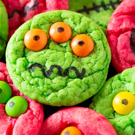 Six Ingredient Cake Mix Halloween Monster Cookies I Knead To Eat