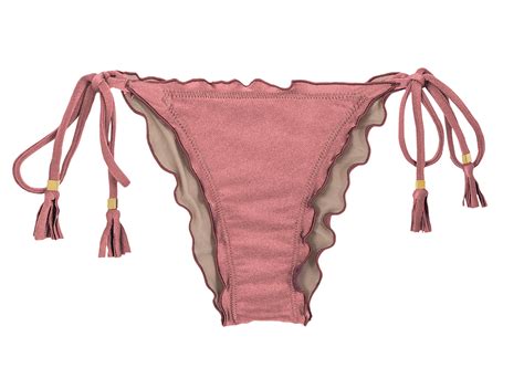 Iridescent Pink Side Tie Scrunch Bikini Bottom Bottom Callas Frufru