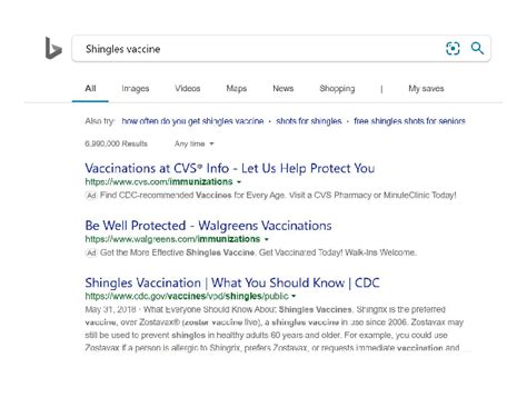 Example Bing Serp With Two Search Ads The Search Query Is Shingles