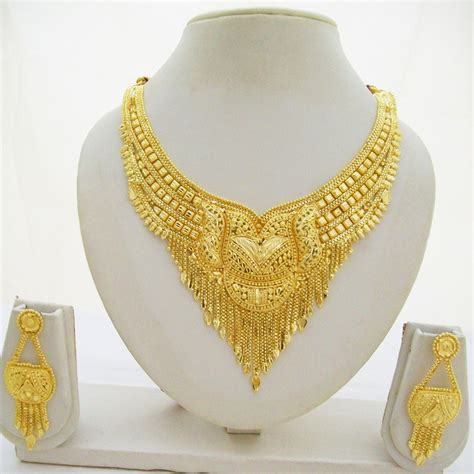 Indian Gold Plated Choker Necklace Earring Set Ethnic Bridal Jewelry