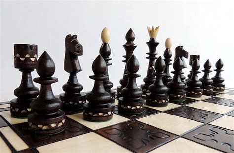 Master Of Chess Scacchiera In Legno “indian” 54cm Fatto A Mano Grandi