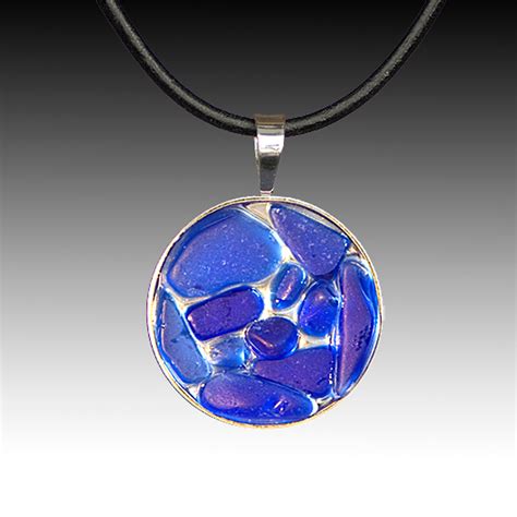 Cobalt Beach Glass Pendant With Leather Necklace Relish Inc Store