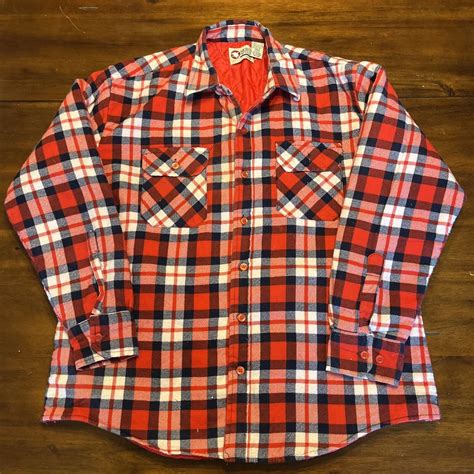 Sports Afield Shirt Jacket Mens Xl Quilted Lined Insulated Flannel Red