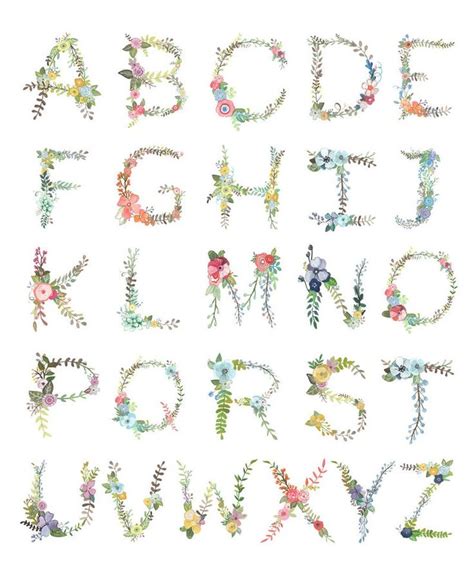 Maybe you would like to learn more about one of these? Floral Alphabet Print【2020】（画像あり） | 刺繍 図案, 刺繍 図案 アルファベット ...