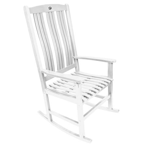 Rocking chairs are a stylish way to unwind outdoors. Shop White Wood Slat Seat Outdoor Rocking Chair at Lowes.com