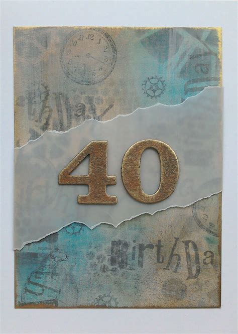 40th Birthday Card On Handmade Background Using Various Stamps Clarity