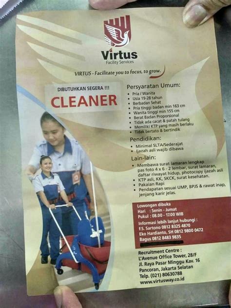 Jasa cleaning service dan tukang bersih profesional di bissappu, bantaeng anda menjalankan… LOWONGAN KERJA CLEANER (CLEANING SERVICES) DI VIRTUS ...