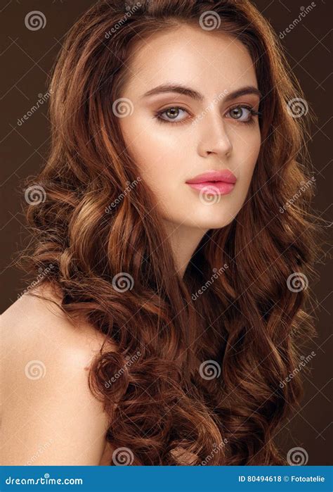 Beautiful Girl With Long Wavy Hair Redhead Girl With Curly Hair Stock
