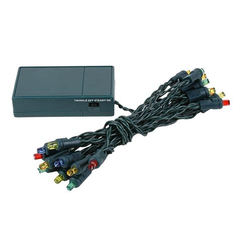 Battery led multipurpose string & fairy lights. 20 Light Battery Operated Multi Colored on Green Wire ...