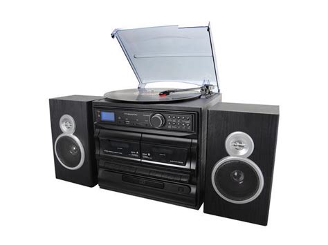 Trexonic Trx 811bs 3 Speed Turntable With Cd Player Dual Cassette