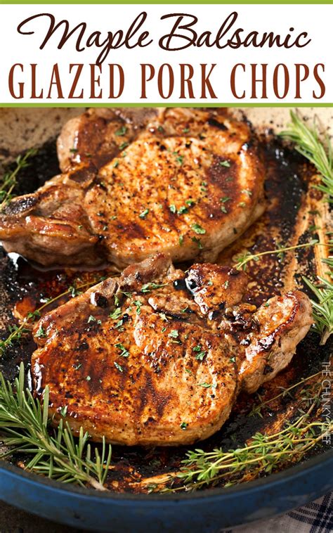 Pork chops are browned, then baked in a creamy boneless pork chops are the perfect quick cooking protein for busy weeknight meals. Maple Balsamic Glazed Pork Chops - The Chunky Chef