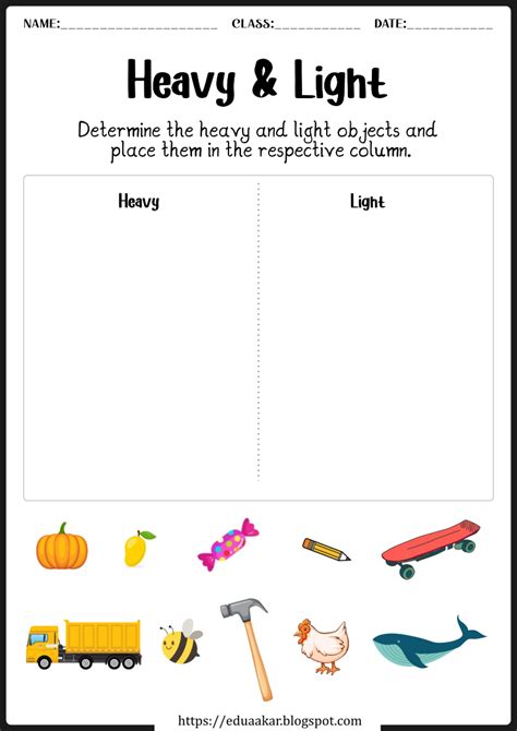 Heavy And Light Worksheets In 2022 Heavy And Light Math For Kids