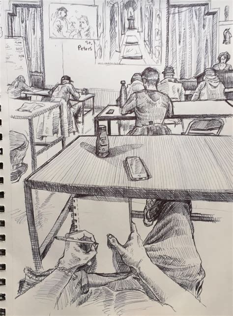 Classroom Pov Ink 9x12in Perspective Art Illustration Art Drawing