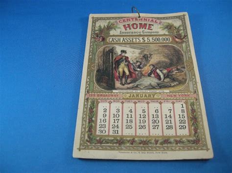 Antique Centennial Advertising Calendar 1776 1876 Centennial Home