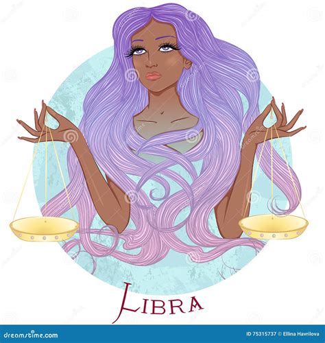 Astrological Sign Of Libra As A Beautiful African American Girl Stock