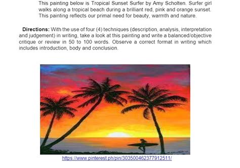 Solved This Painting Below Is Tropical Sunset Surfer By Amy Scholten