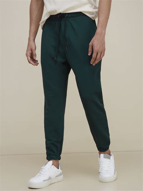 Wes Casuals By Westside Dark Green Relaxed Fit Joggers Wes Casuals