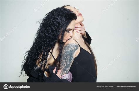 Lesbian Concept Lesbian Couple In Love Sensual Woman Kiss Lesbian