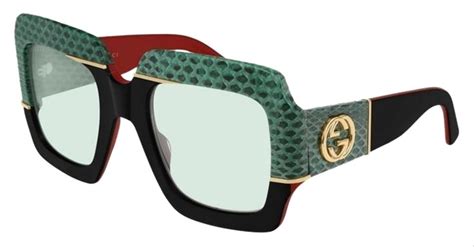 Gucci Green New Gg0484s 003 Snakeskin Oversized Sunglasses Gucci
