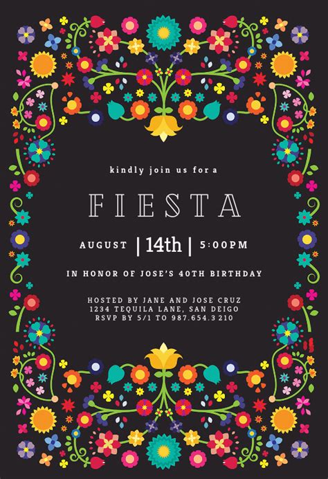 Floral Fiesta Party Invitation Template Free Greetings Island In