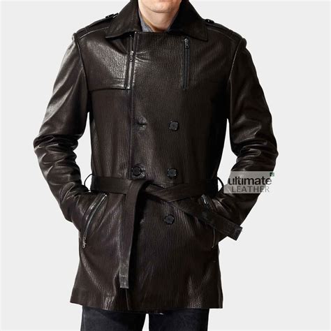 Buy Genuine Leather Fashion Trench Coat Mens Brown Coat