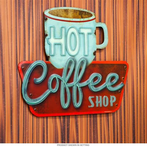 Hot Coffee Shop Embossed Kitchen Tin Sign Kitchen Decor Retroplanet