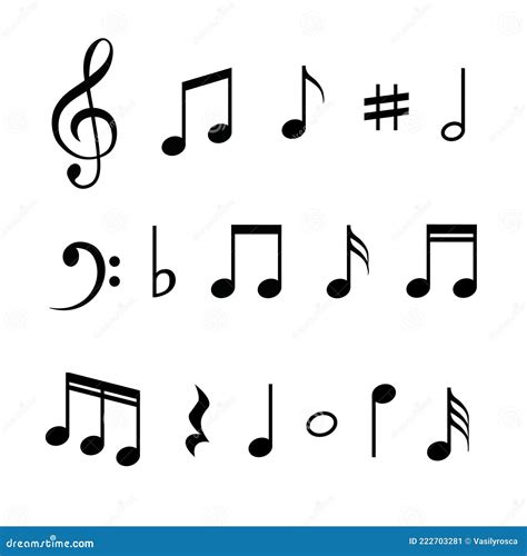 Music Note Vector Icon Symbol Music Key Note Line Art Sign Stock