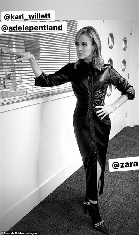 Amanda Holden Wears A Black Faux Leather Zara Dress As She Leaves Heart