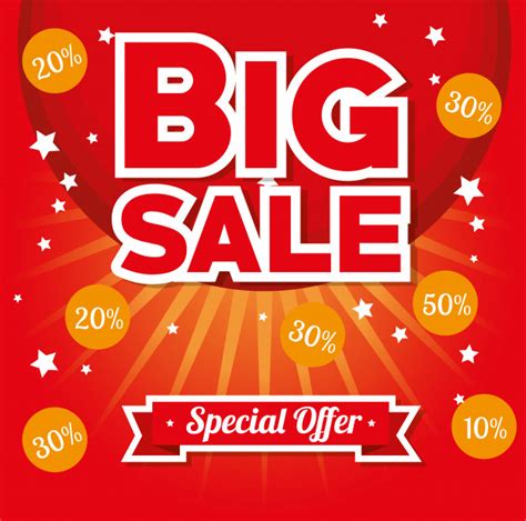 Premium Vector Big Sale Special Offer Stars Bright Red Background