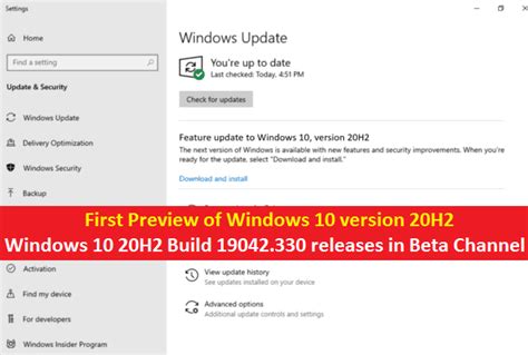 Windows 10 20h2 Build 19042330 Premier Aperçu De 20h2 Publié Guide