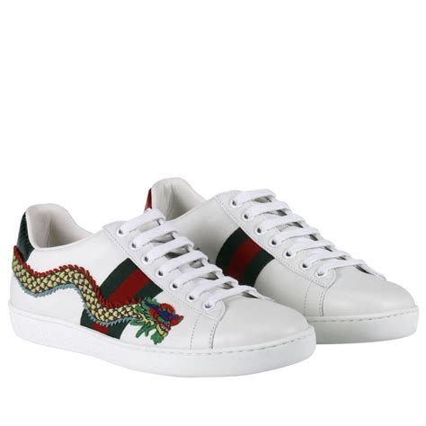Gucci New Ace Sneakers With Web Bands And Dragon Embroidery Sneakers