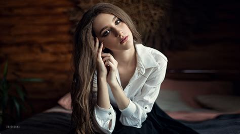 Hình Nền đàn Bà Chân Dung Độ Sâu Trường Tóc Dài Brunette Mắt