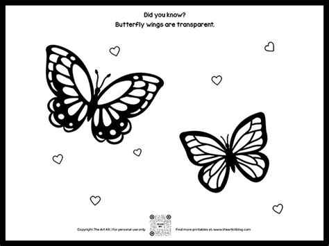 Cute Butterflies And Hearts Coloring Page The Art Kit