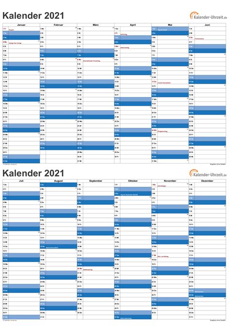 Excel Kalender 2021 Kostenlos