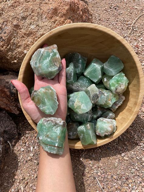 Rough Natural Green Calcite Green Calcite Raw Green Calcite Etsy