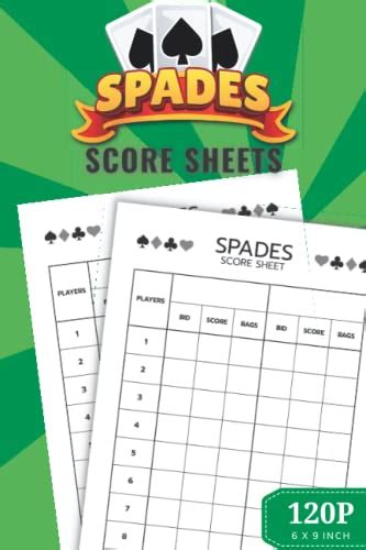 Spades Score Sheets Spades Score Pads For Scorekeeping Spades Card