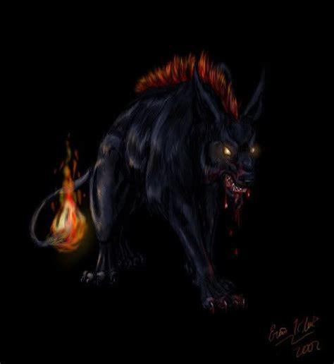 Fire Hellhound Pack Demon Dog Demon Wolf Dark Artwork