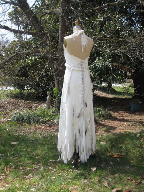 White Leather Wedding Dress Native American By Hippiebride On Etsy